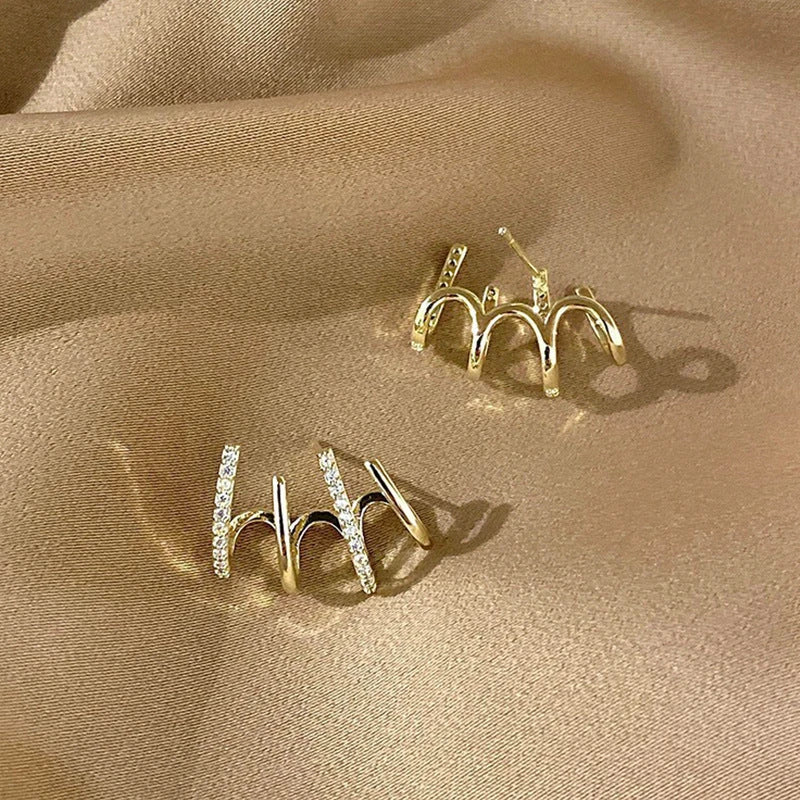 Elegant Silver-Tone Zircon Stud Earrings