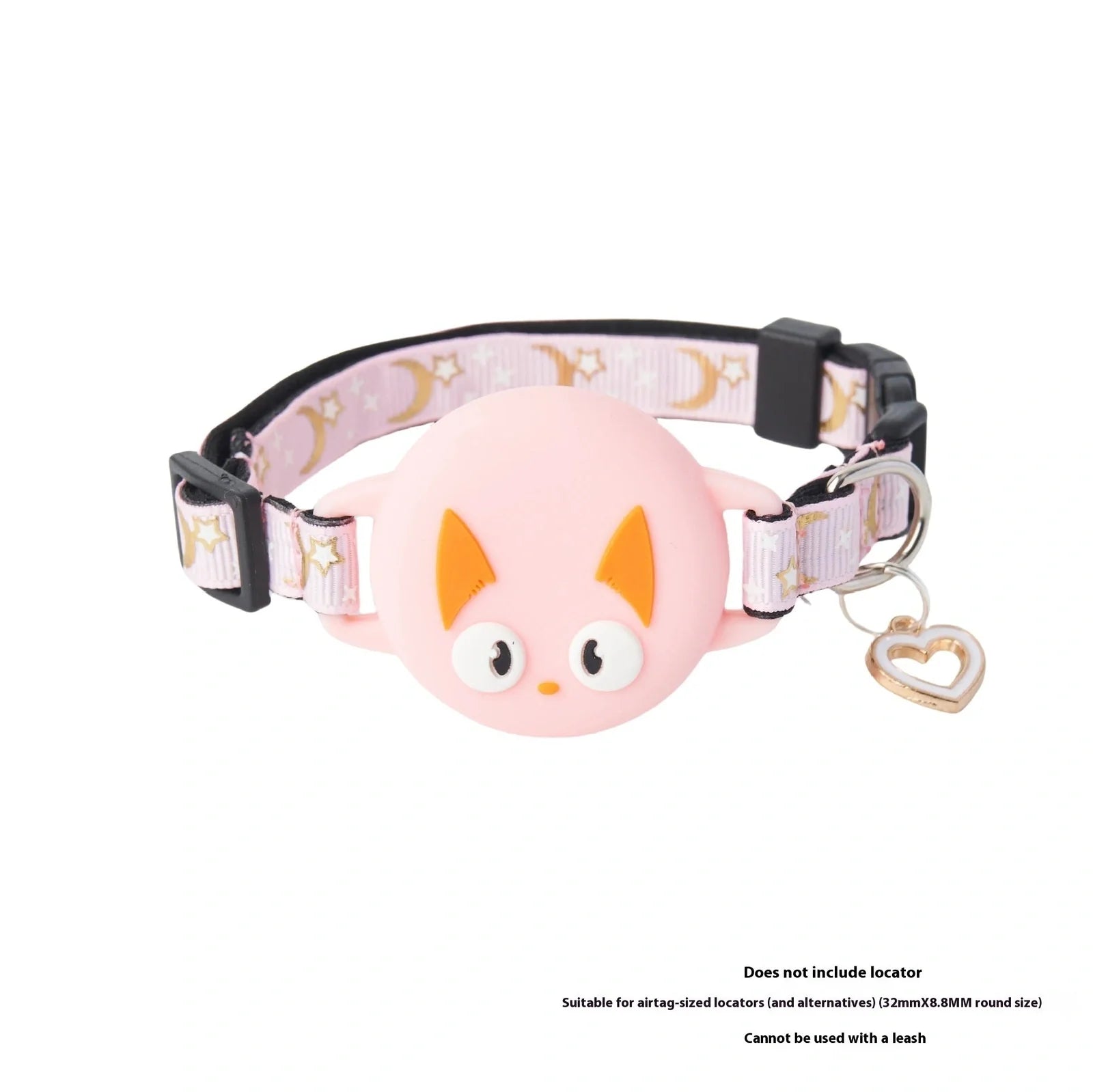 Adjustable AirTag cat collar with plastic protective case in pink, blue, light green, and black colour options