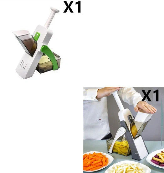 Multifunctional vegetable cutter with safety design and 30+ slicing options