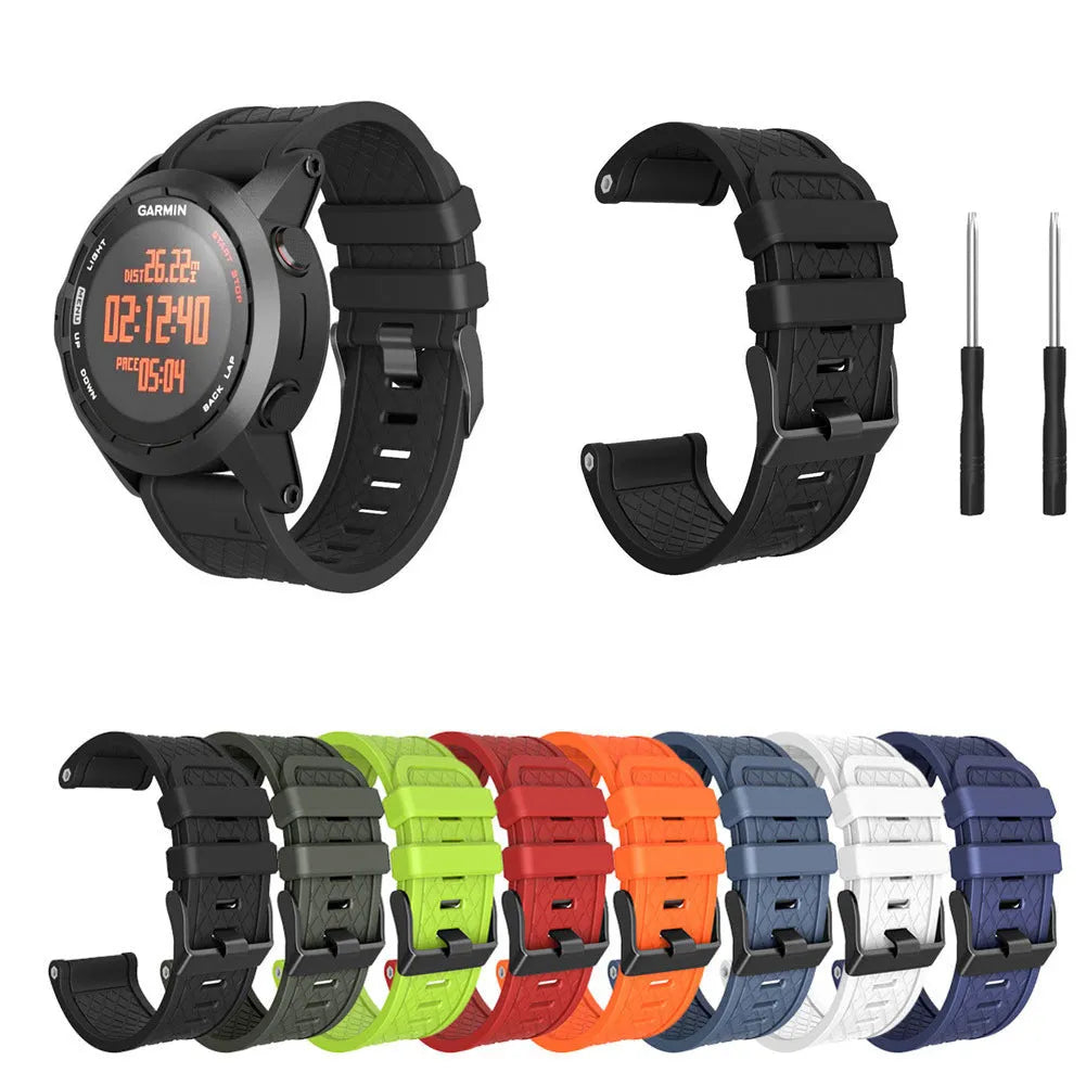 Black silicone watch strap with stainless steel fittings for Jiaming 26mm watch cases