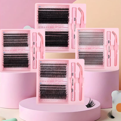DIY single cluster false eyelashes showing individual artificial fibre clusters for custom placement