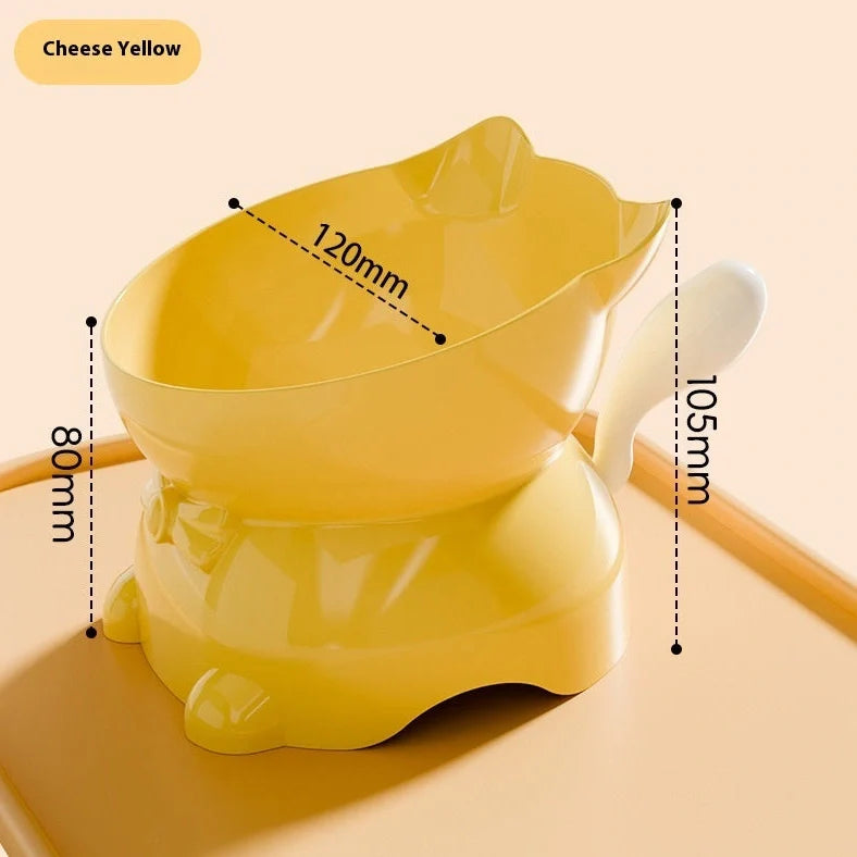Stainless steel cat bowl with 15-degree tilt angle on non-slip silicone base