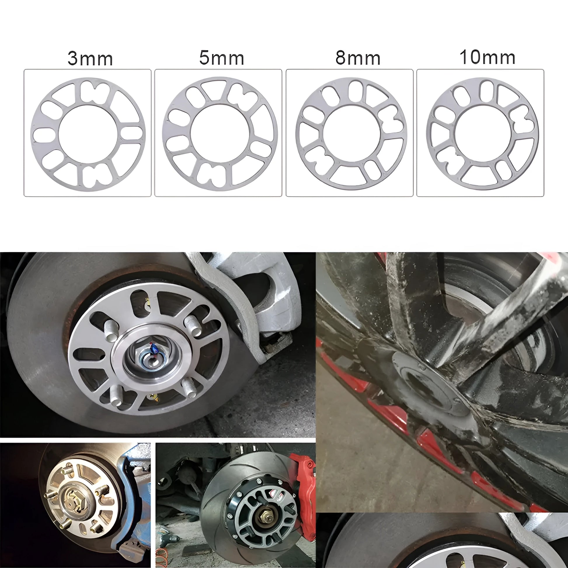 ET wheel hub spacers for automotive modification in 3mm, 5mm, 8mm, and 10mm thickness options