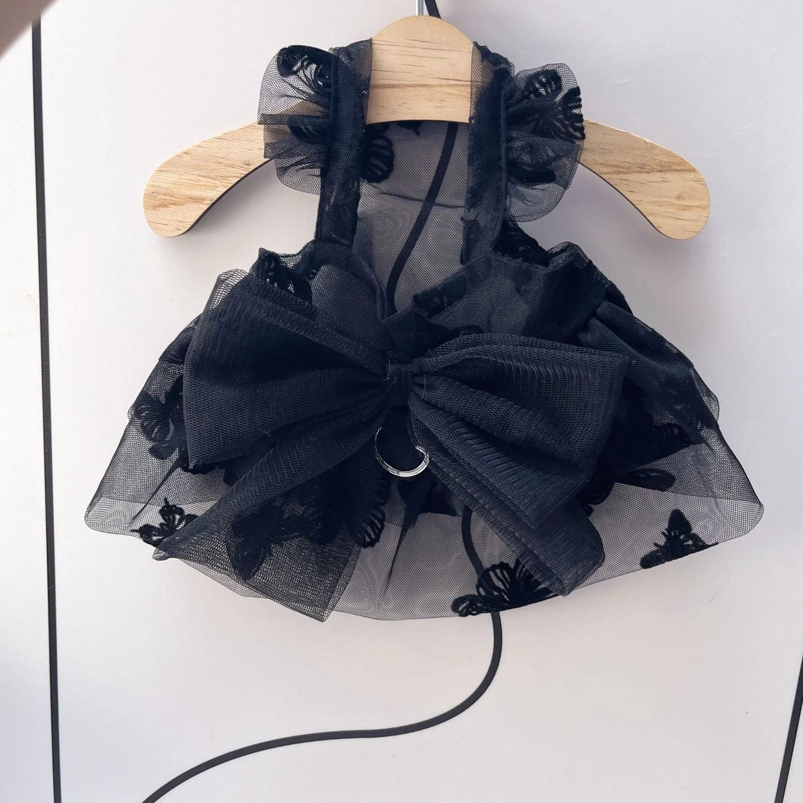 Black gauze princess tulle skirt for small dogs and cats with size options from XS to XL