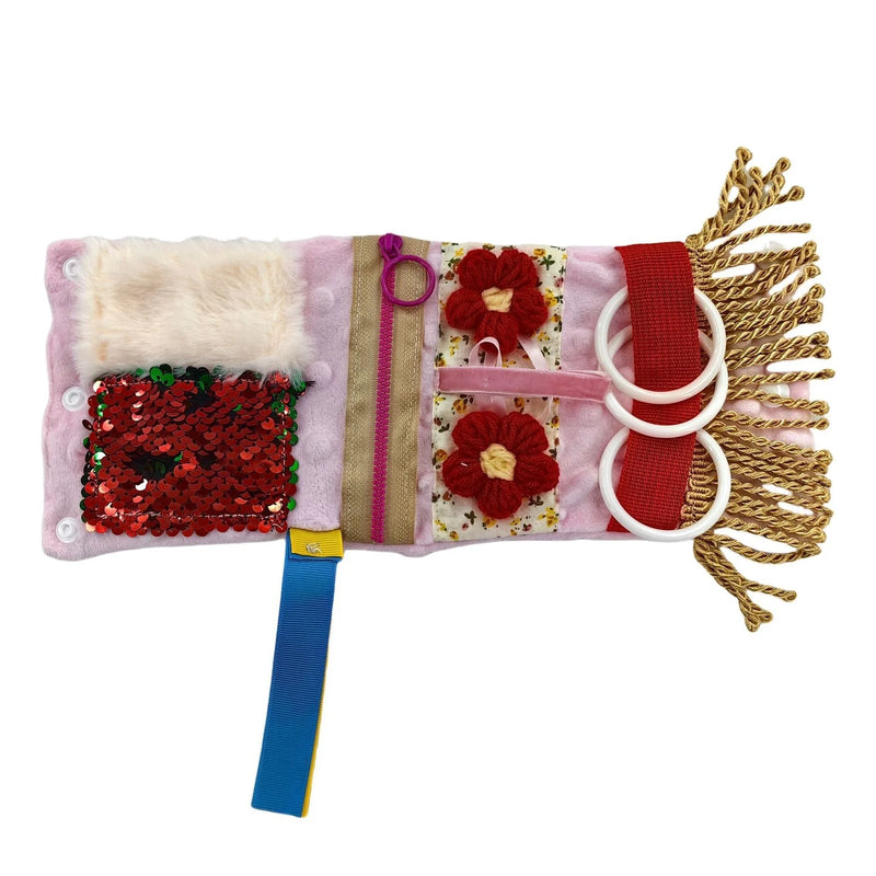 Alzheimer's disease sensory toy pillowcase measuring 12x27cm with tactile polyester yarn surface for cognitive stimulation and anxiety reduction