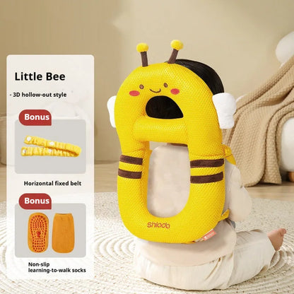 Cartoon animal themed anti-collision pillow for infant head and knee protection.