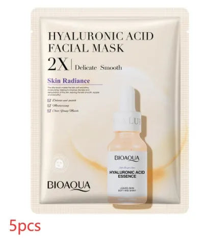 Collagen and hyaluronic acid facial sheet mask set with four variant packages showing 30g gel masks