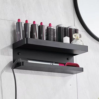 White dual-layer aluminium bathroom rack holding Marcel wavers with punch-free adhesive mounting