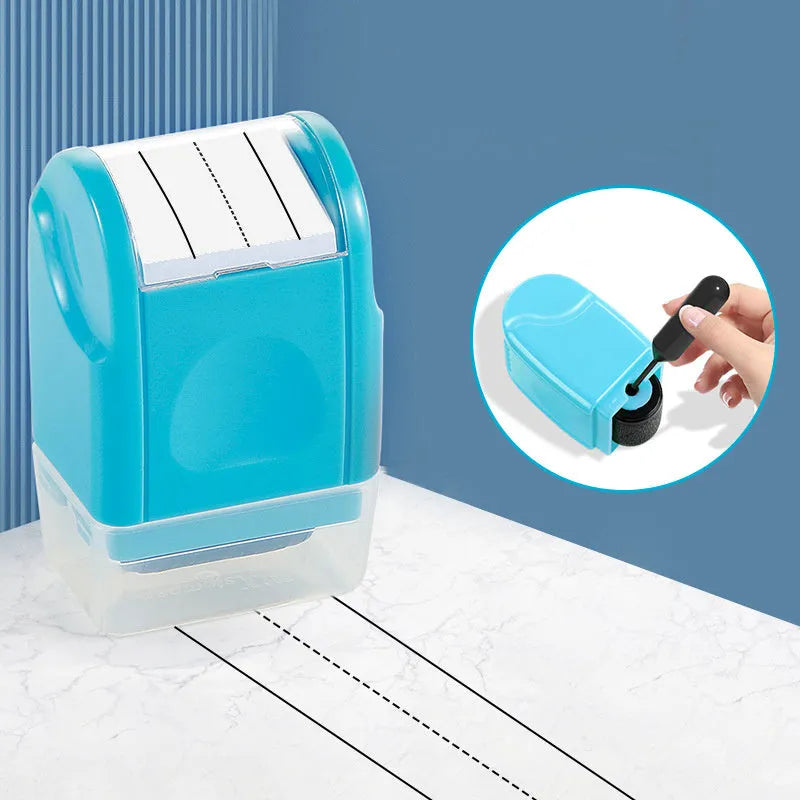Plastic educational roller stamp in rectangular shape with choice of seven ink colours.