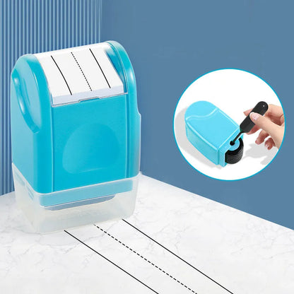 Plastic educational roller stamp in rectangular shape with choice of seven ink colours.