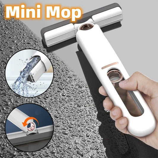 Versatile floor cleaning mop with single-handed squeeze handle, push-pull dehydration mechanism, and biodegradable cotton head
