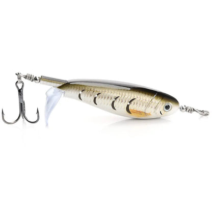 7.5cm road fishing bait showing bionic design with colour variants and 8g weight