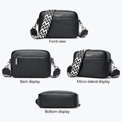 Fashionable crossbody bag with stylish rhombus embroidered shoulder strap in various color options