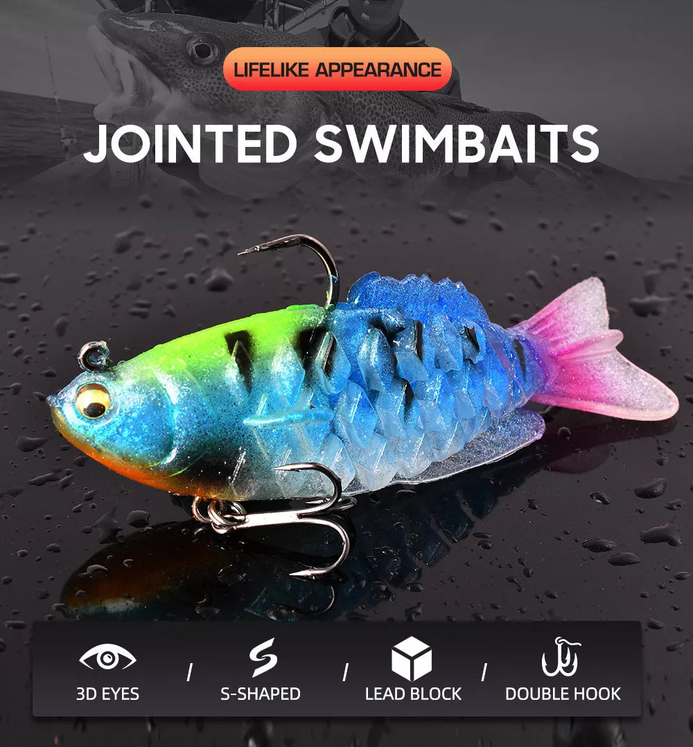 Soft Shad Bait with 3D bionic eye for bass fishing in seven colors
