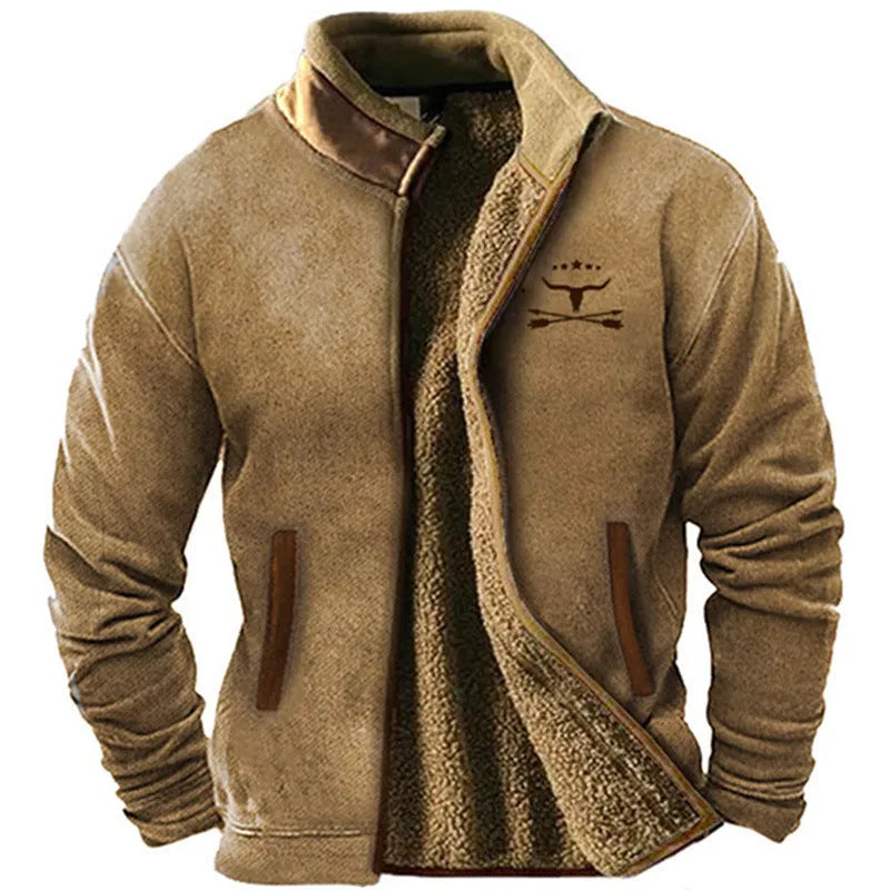Men's padded coat in green or light brown, polyester fibre construction, sizes S to 5XL