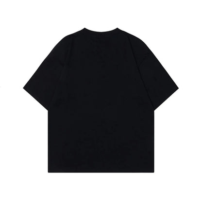 Men's grey character print cotton t-shirt with short sleeves and loose fit