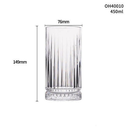 Whiskey shot glass with thick bottom, crystal clear, 350ml capacity, on wooden table
