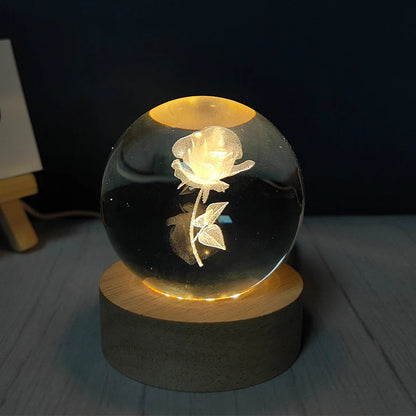 White crystal ball night light with USB plug showing uniform illumination and decorative design options