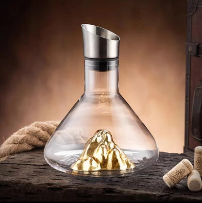 Elegant Iceberg Waterfall Wine Decanter made of lead-free crystal glass for enhancing wine flavors and aromas