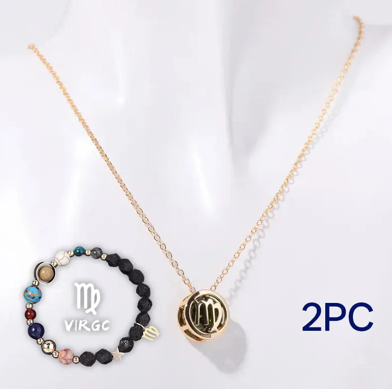 Natural stone beaded necklace and matching bracelet jewellery set with semi-precious gemstones