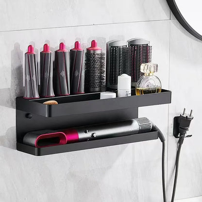 White dual-layer aluminium bathroom rack holding Marcel wavers with punch-free adhesive mounting
