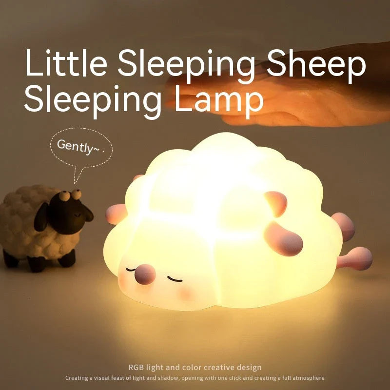 Cozy Sheep Night Light with adjustable brightness and timer for soothing sleep