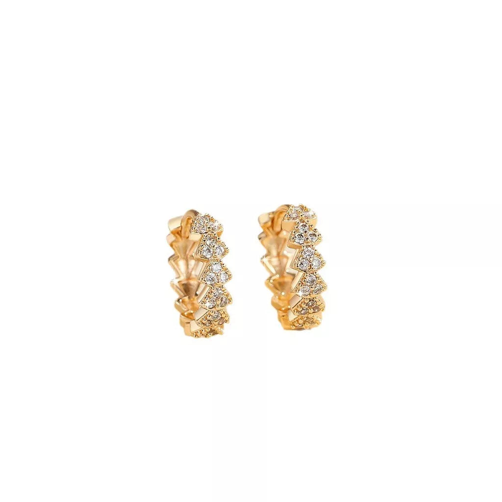 Copper-plated gold inlaid zircon stud earrings for women, color YN007