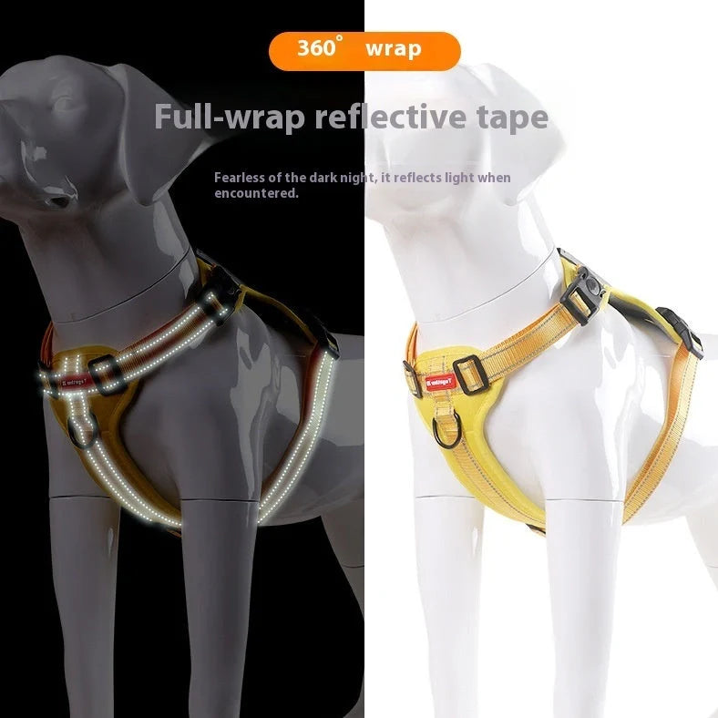 Dog chest harness traction rope in six colours with adjustable sizing for walking control