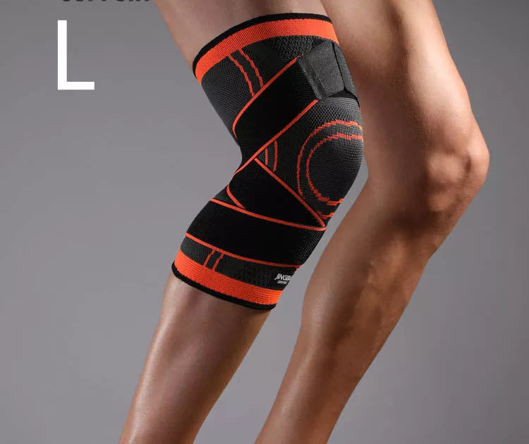 Breathable nylon knee pads for cycling and sports, available in green and orange