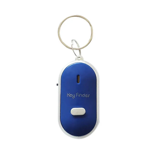 Oval-shaped acrylic key finder pendant in red, blue, white, black, and orange colours with voice control functionality