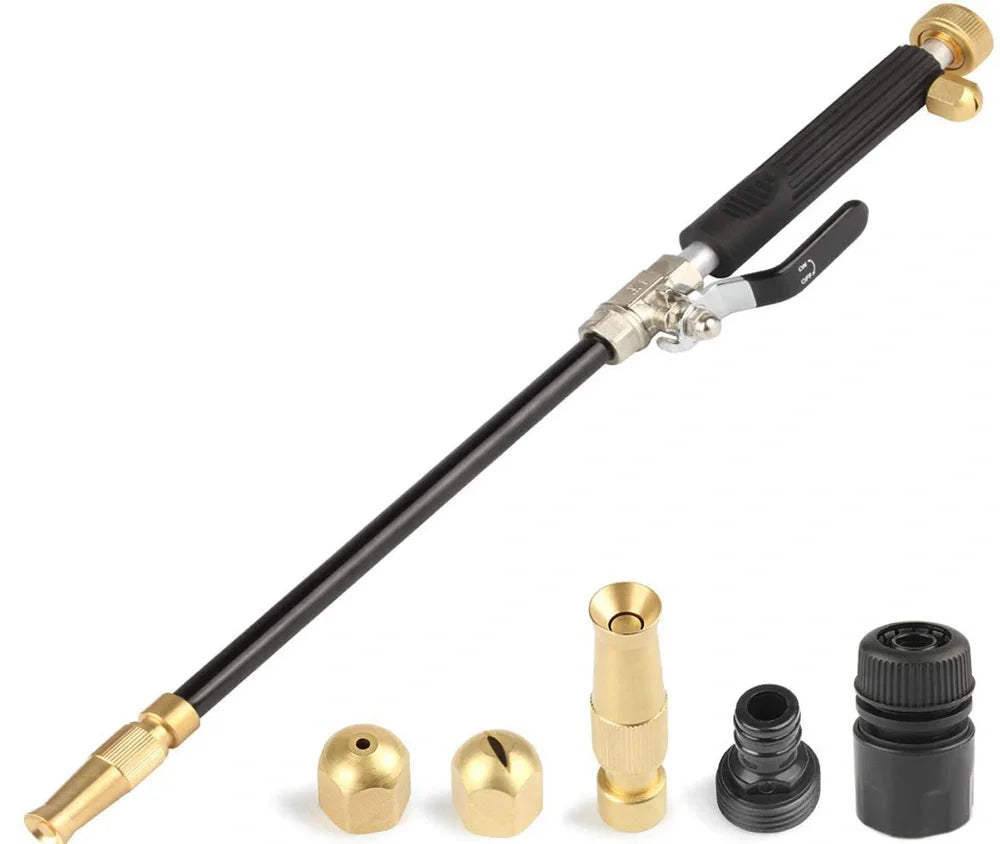 Black high pressure adjustable nozzle water gun with 20MPa output and 10m brass tip spray for garden and car cleaning