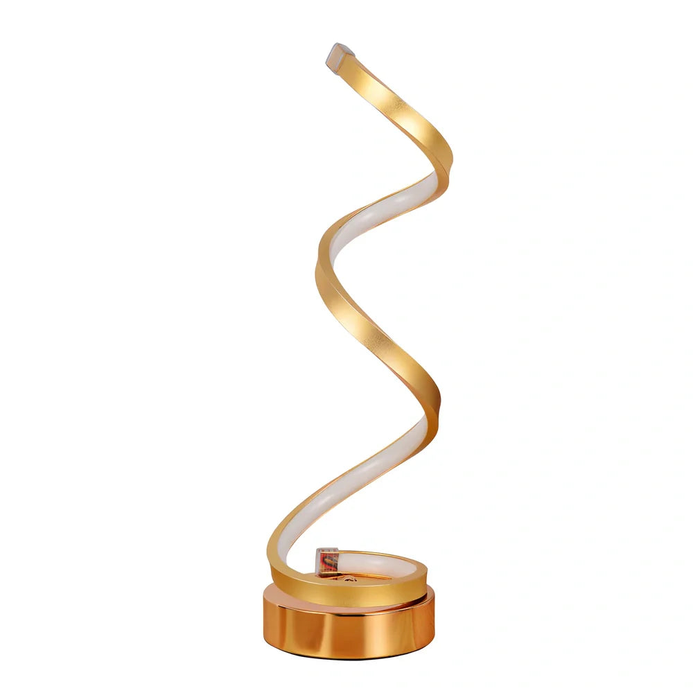 Adjustable LED bedside table lamp in gold finish with dimming switch and European-style design