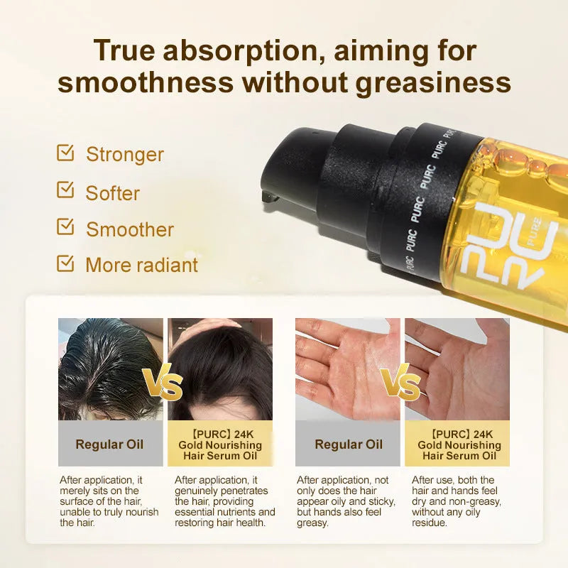Yellow 50ml bottle of curly hair repair essential oil for split ends and frizzy hair.