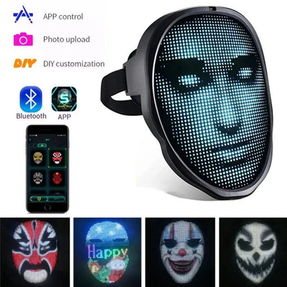 Luminous LED Face Masks with Gesture or Manual Controls for Parties, Halloween, and Events