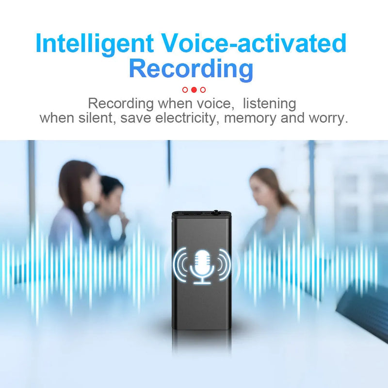 Voice control recording pen with encryption and intelligent HD noise reduction, available in 4GB to 64GB capacities and housed in an aluminum alloy shell measuring 23x43x5mm, suitable for business, education, and personal use
