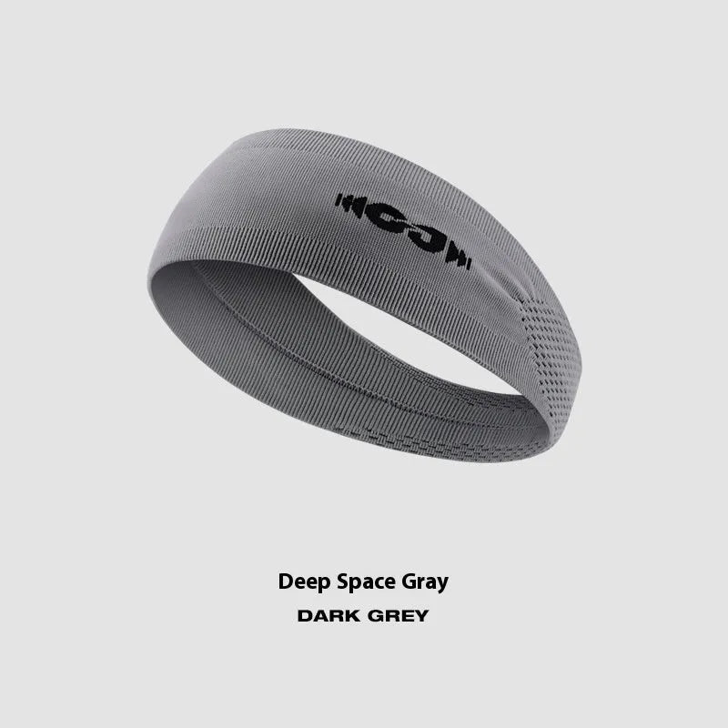 Seamless knitted exercise hair band in black, gray, and blue for sweat management during sports