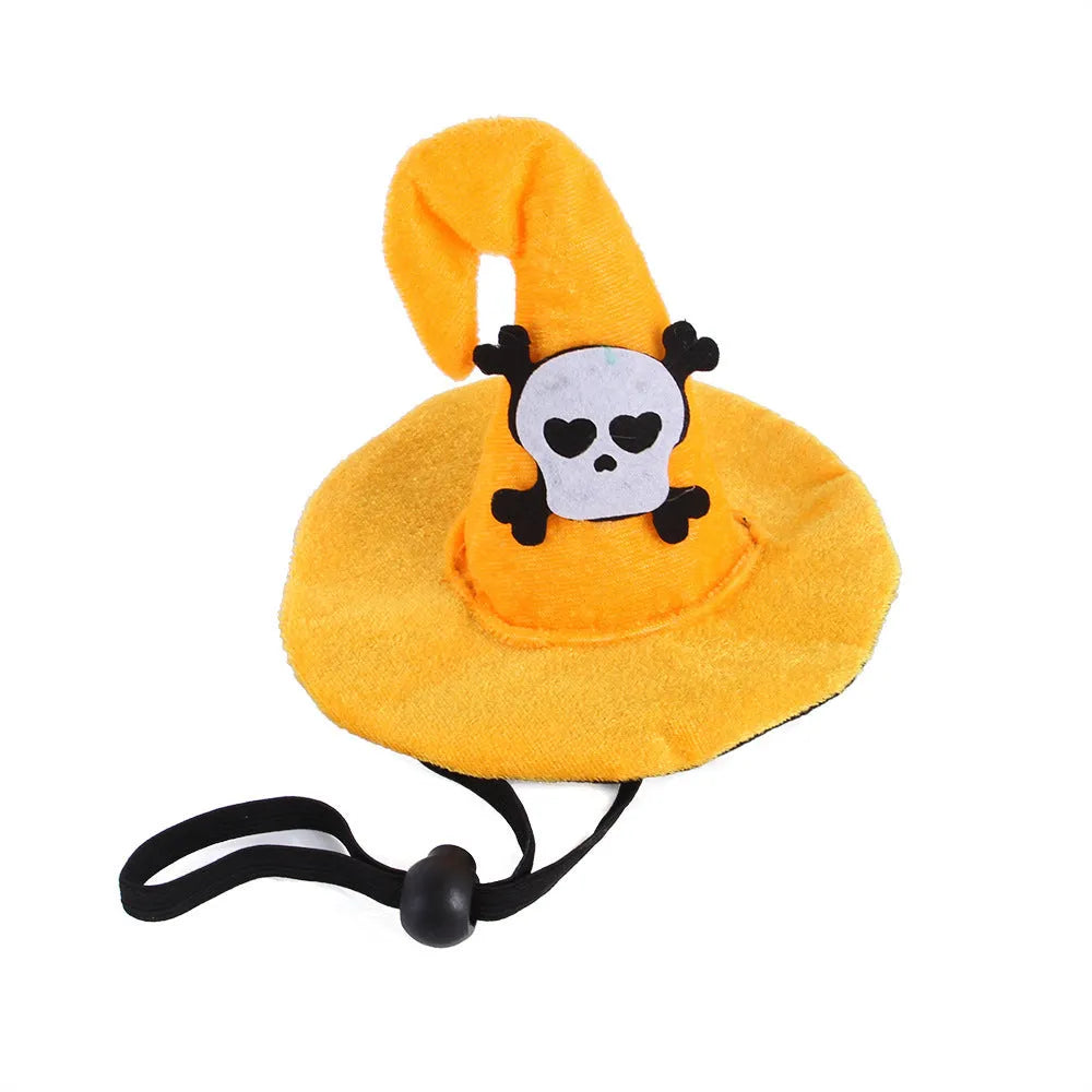 Halloween pumpkin design cloth hat for cats with embossed decorative details