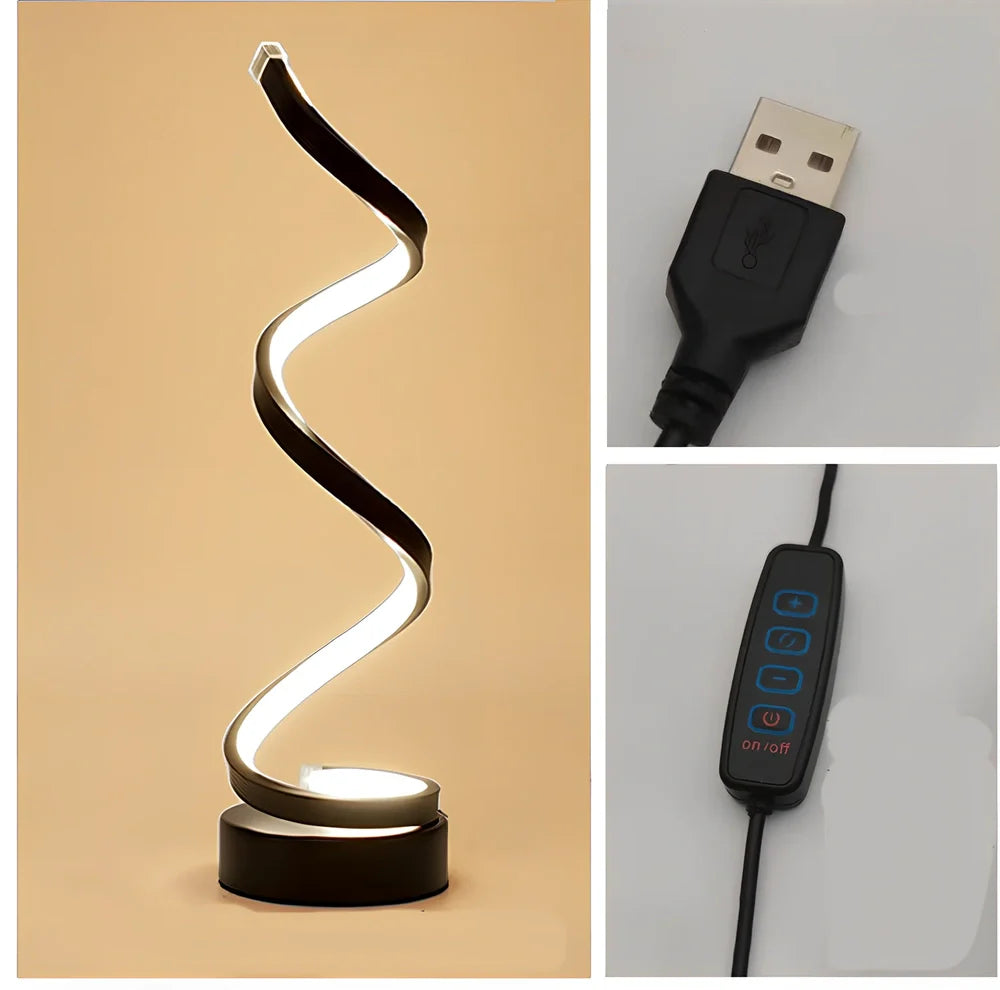 Adjustable LED bedside table lamp in gold finish with dimming switch and European-style design