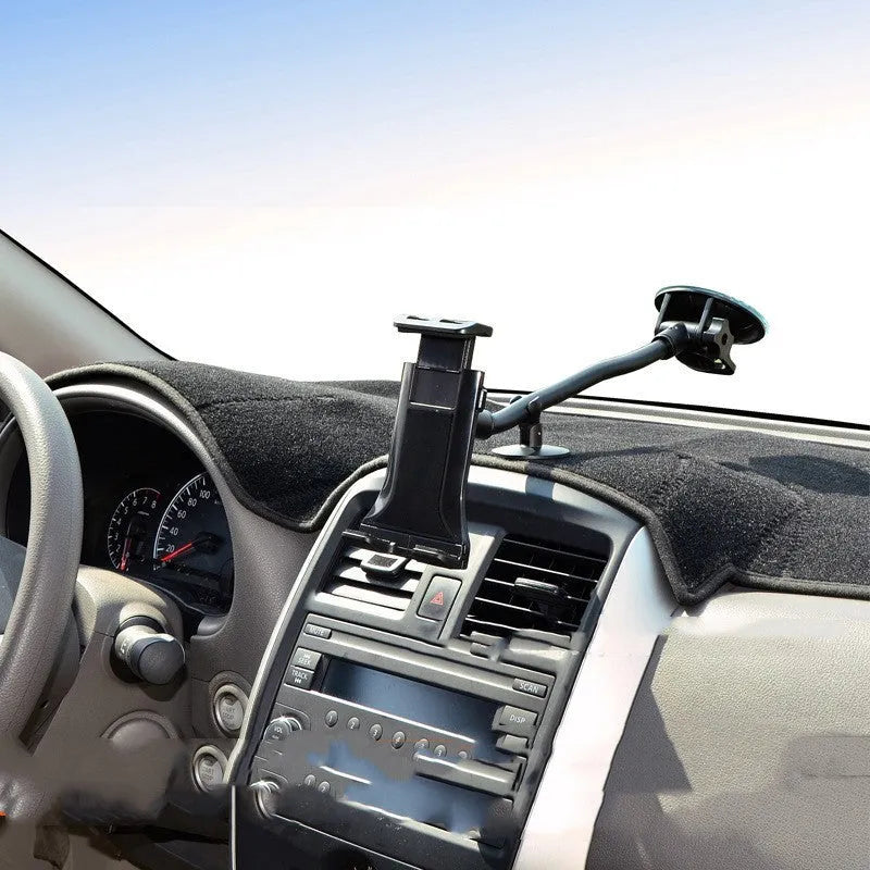 Black vehicle-mounted tablet holder with adjustable lifting mechanism for 4-12 inch tablets