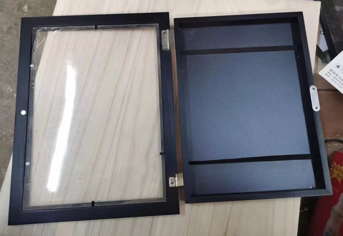 Modern acrylic kids art frames in black, white, and wood color for displaying children's artwork