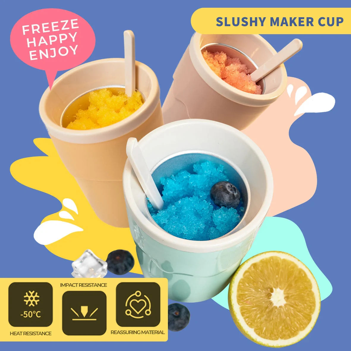 Stainless steel slushy cup for quick homemade ice cream and slushies