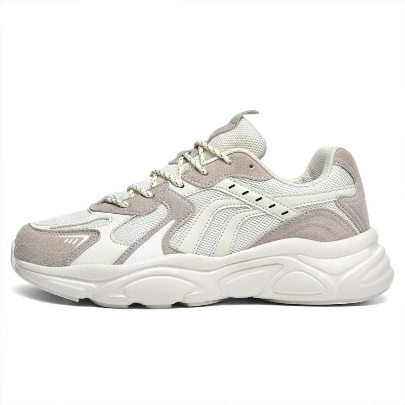 Men's collapsible casual sneakers in black and beige with low heel and shallow mouth design