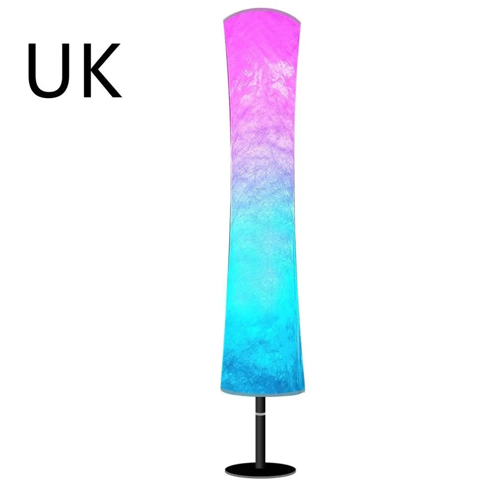 RGB fabric circular floor lamp with APP control standing 1.66 metres tall with removable washable fabric cover