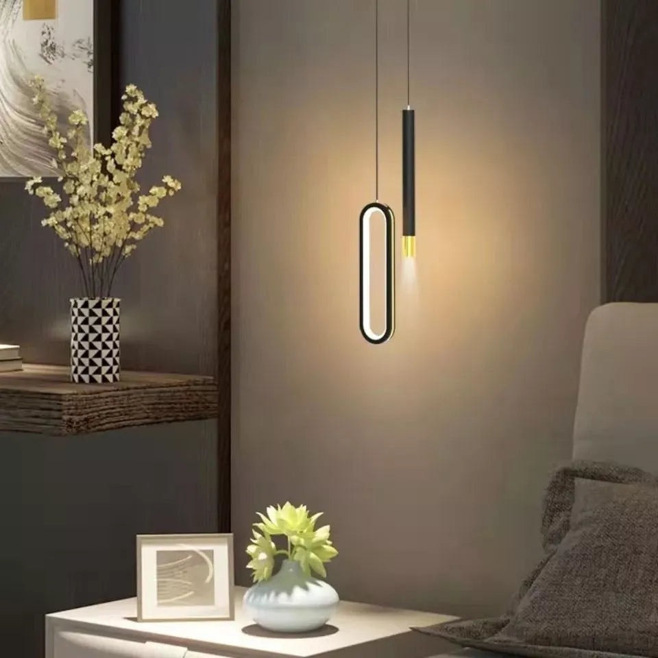 Nordic Long Line Minimalist Chandelier with adjustable white, warm, and three-color light options