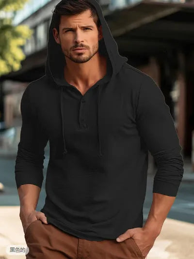 Casual cotton pullover hoodie in light green shown on a model