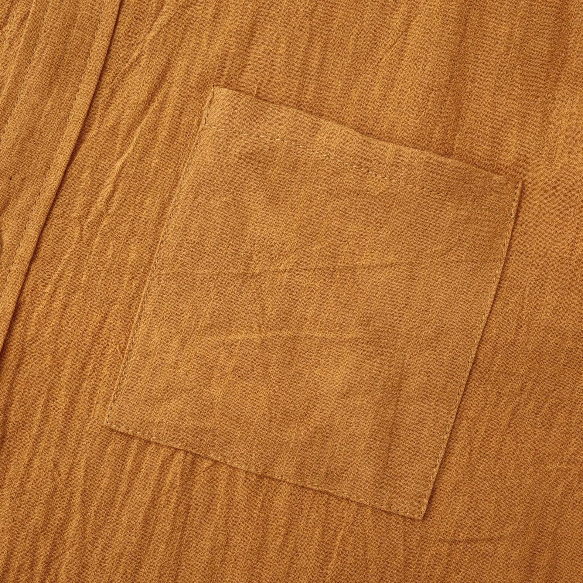 Men's slim fit brown long sleeve shirt made from cotton blend fabric