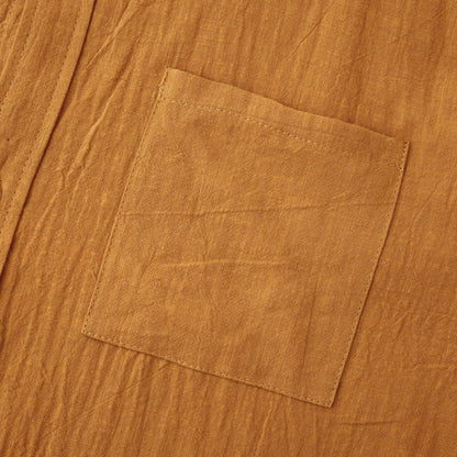 Men's slim fit brown long sleeve shirt made from cotton blend fabric