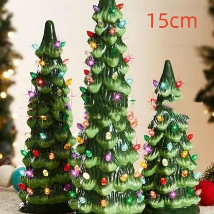 European-style Christmas tree decoration with LED lighting in resin construction