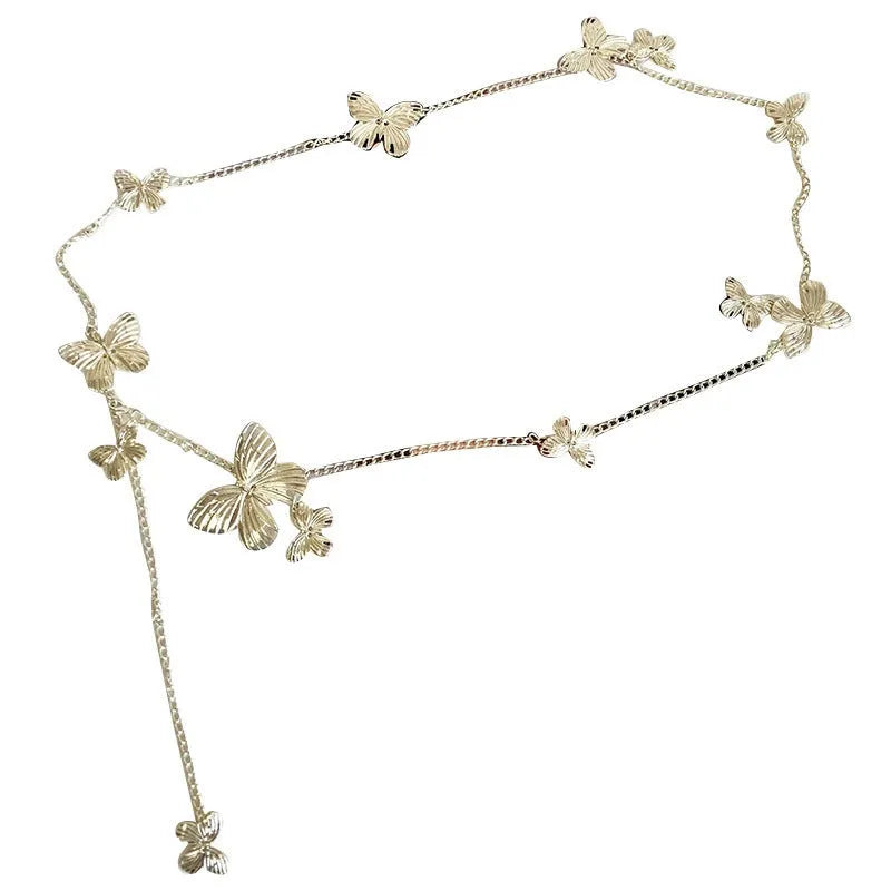 Women's gold butterfly waist chain with alloy construction and 104cm length