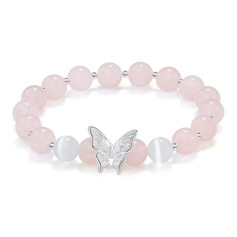 Women's handmade crystal bracelet with princess bow design and butterfly colour options